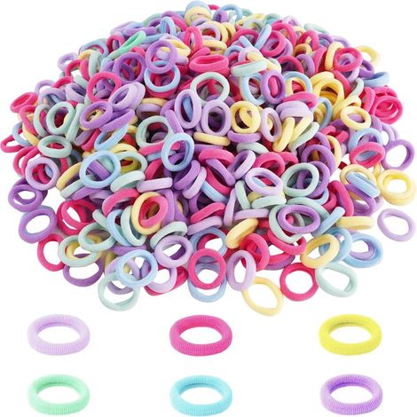500 Haargummis für Mädchen, kleine, nahtlose Baumwoll-Scrunchies, weiche, bunte Mini-Scrunchies, schonen das Haar, für Babys, Kleinkinder, Kinder und Mädchen (1/5)