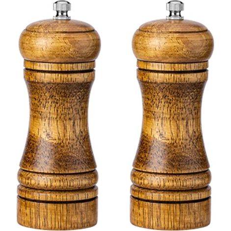 Moulin À Poivre Et Moulin À Sel - Bois De Chêne - Rotors En Céramique Réglables En Granulosité - Lot De 2