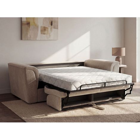 Divano letto 4 posti a ribalta Posto letto 160 cm Materasso 18 cm in Tessuto Beige - RIZORA (1/4)