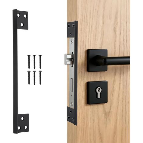 Plaque de Protection de Verrou Porte 180mm avec Vis Noir (1/5)