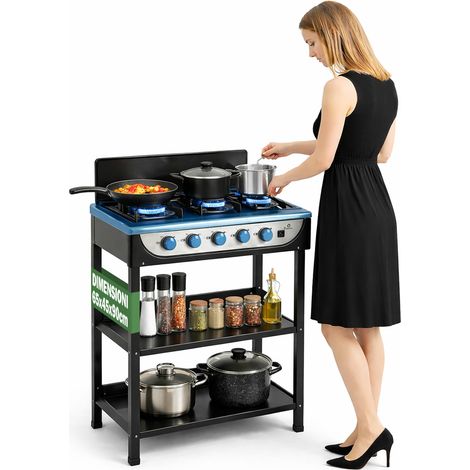 Cucina a Gas GPL 5 Fuochi da Esterno Cucinotto Portatile in Acciaio 65x45x90cm
