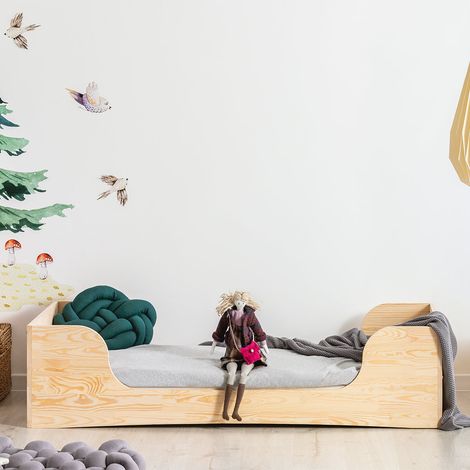 Letto 90x190 con rete a doghe inclusa Noélie Bois (1/4)