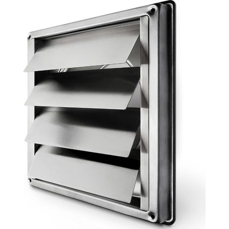 Grille de ventilation 150 mm – Acier inoxydable – Clapet anti-retour automatique – Résistante aux intempéries – Dimensions 184x184mm (1/4)