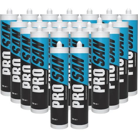 Caja de 24 selladores de silicona sanitarios transparentes, PRO SAN, 280 ml (1/2)
