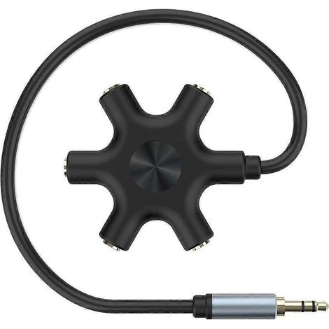 Adaptateur jack 3,5 mm pour écouteurs (1 mâle vers 5 femelles) - Rallonge pour casque audio 5 voies (1/4)