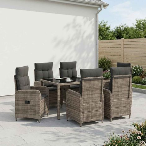 vidaXL Outdoortisch-Set 7 pcs Hellgrau und Dunkelgrau 150 x 90 x 75 cm (1/5)
