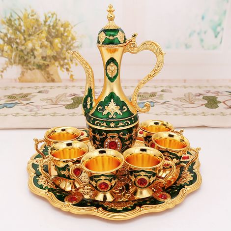 Verre à vin blanc/Vaisselle (doré et vert) pour usage domestique
