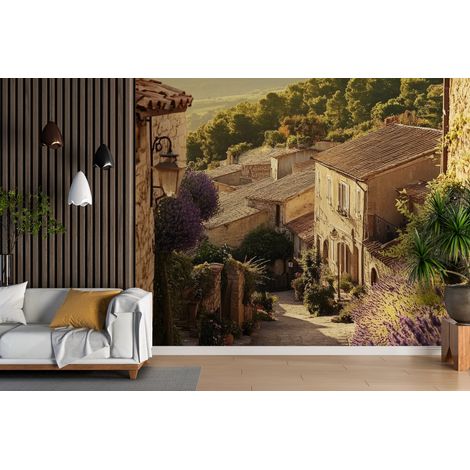 Papier peint campagne - village perché de provence - 400 x 260 cm (1/2)