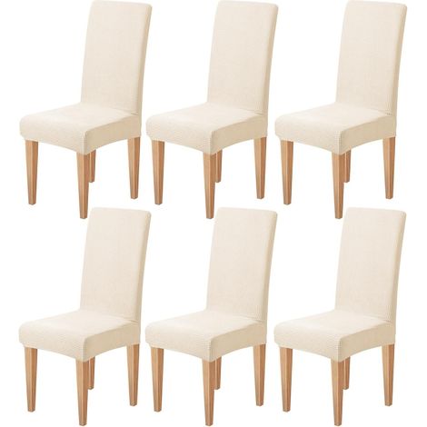 Housses Chaise de Salle à Manger Moderne Jacquard Housse de Chaise Extensible Couverture de Chaise Housse Chaise Scandinave pour Décoration Salon Cuisine Hôtel (Beige 6PCS) (1/5)