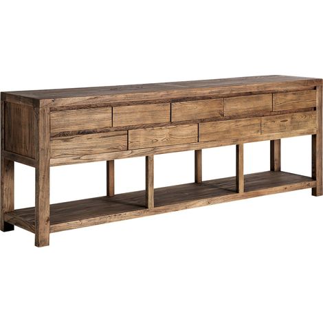 Console en bois d'orme marron finition marbrée style contemporain - Marron bois d'orme marbré