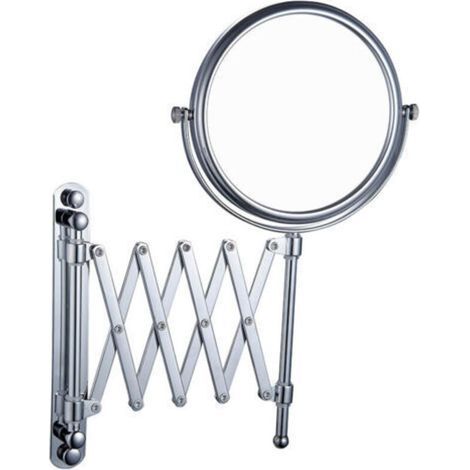 Miroir Grossissant Mural Extensible et Pivotant à 360° - Grossissement x3-20 cm - Mirroir Murales Salle de Bain Double Face en Acier Inoxydable pour Maquillage et Rasage (1/5)