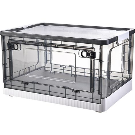 Boîte de Rangement avec Roulettes et Portes Latérales Transparentes, Grande Capacité 55L pour Bureau ou Maison, Couleur Blanc Thé (1/5)