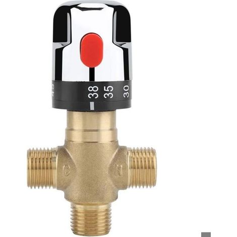 Mitigeur thermostatique en laiton massif pour eau chaude et froide, robinet de baignoire à température fixe, G1/2, 35-45 °C, 15 mm (1/5)