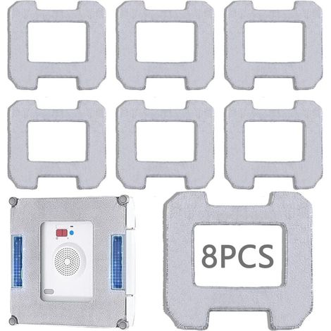 8Pcs Chiffons de Nettoyage pour Ecovacs Winbot,Serpillère Rechange Avec Ecovacs Winbot,Serpillère de Rechange Lavable,W1 Pro Serpillère Rechange,pour Winbot W1 W1 Pro(Gris Clair) (1/4)