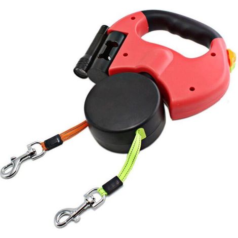 Guinzaglio retrattile a doppia corda per cani - due corde lunghe 3 metri - anti-groviglio a 360° - adatto a cani di peso non superiore a 22,7 kg (1/2)