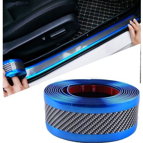 Carbon Fiber Car Door Sill Sticker, Scratch Resistant, Shockproof Rubber Strip, with Abrasion Resistance, Scratch Resistant and Strong Adhesive (2.5M 5CM) (1/5)
