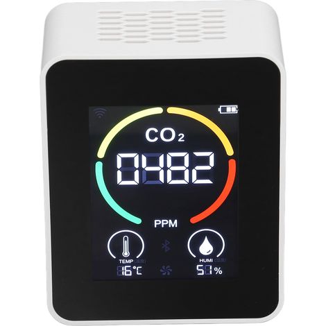 Détecteur CO2 H8 Plus ZNAZGG01, Moniteur de Qualité d'Air avec Capteur de Température et d'Humidité, Blanc (1/5)