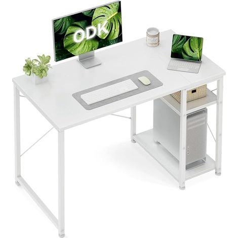 Computer Desk with Shelf Reversible 100 x 48 cm White (1/5)