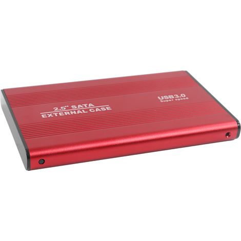Boîtier pour disque dur externe 2,5 pouces 4 To, indicateur LED, boîtier en aluminium, échangeable à chaud, port USB 3.0 5 Gbit/s, rouge.