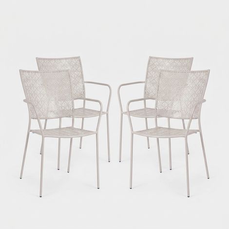 4 Sedie da giardino impilabile con braccioli in acciaio Lizette YES - Grigio (1/5)