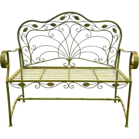 45 Inch Garden Bench - Metal - L58 x W115 x H96 cm - Leaf Green