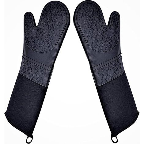 1 Paire de Gants de Cuisine Extra Longs en Silicone avec Doublure matelassée, Gants de Cuisine durables résistants à la Chaleur (1/5)