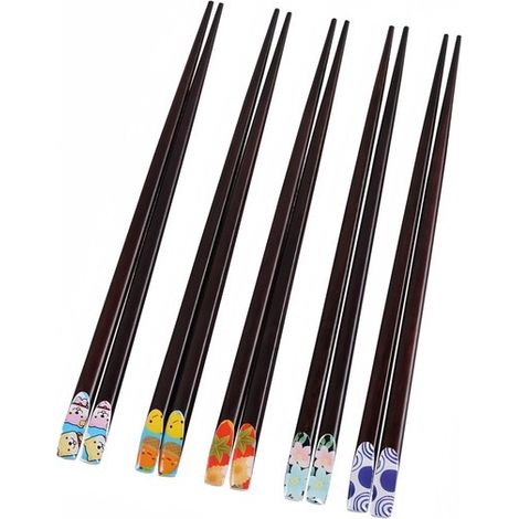 5 paia di bacchette, design creativo per hotel, case e preparazione del sushi, in legno, 23 cm, colore come mostrato (1/5)