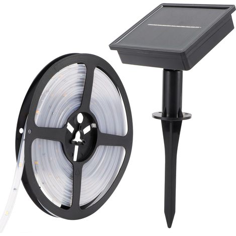 Bande lumineuse solaire de 5 mètres avec 100 LED pour tennis, éclairage extérieur étanche haute luminosité, lampe solaire de jardin avec lumières colorées (1/5)