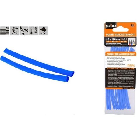 Kaela - Set 10 Pz Guaine Termorestringenti Termoretrattili Blu 3 X 120 Mm Per Cavi 57077 - (1/2)