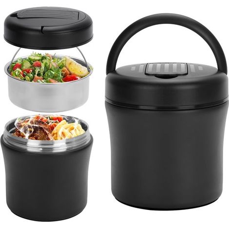 Thermobehälter für Speisen 1 2 l Warmhaltebehälter Edelstahl mit Löffel Thermoschüssel Thermo-Lunchbox für Suppe Brei Mahlzeiten 1,2 l (1/5)