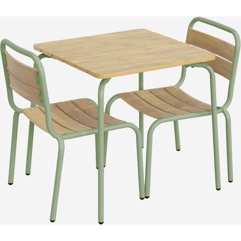 Set tavolo da giardino per bambini in acciaio e legno con 2 sedie