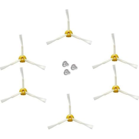 Cepillo lateral para iRobot Roomba series 500, 600 y 700 (Amarillo, 6 unidades, cepillo lateral de 3 brazos) (1/5)