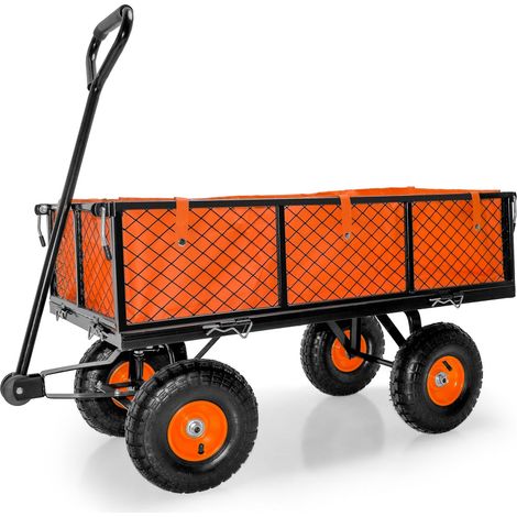 Carrito de transporte con fondo interior y enganche para remolque mximo 350 kg, vagn de mango para el transporte manual, carro de transporte de metal. (1/6)