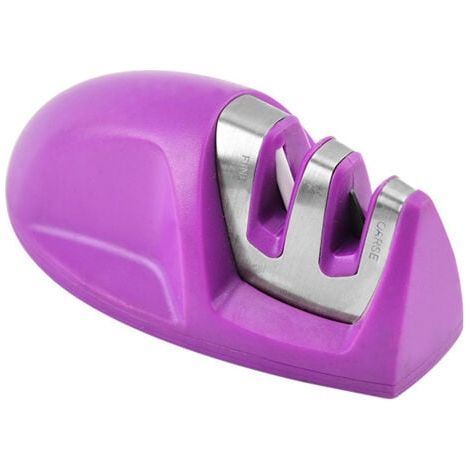 Aiguiseur de Cuisine(Violet) Professionnel 2 en 1 Manuel Aiguiseur pour Couteaux en Acier Inoxydable et céramique de Toutes Tailles,Base Anti-dérapante Noir (1/5)