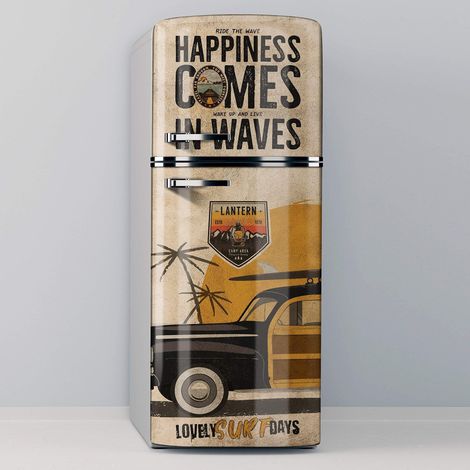 Vinilo Adhesivo Decorativo para Nevera, Especial Libre De Burbujas, Happiness Comes In Waves, 70x200cm (1/5)