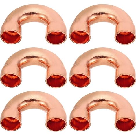 6pcs Raccord Coudé Cuivre pour Tuyaux Gaz, 12.7mm Raccord Tuyau d'Arrosage Durite Essence, Raccords Tuyauterie à Pression pour HVAC Climatisation Plomberie, Épaisseur 0.8mm/U Forme