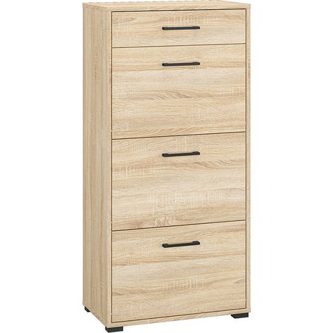 Schuhschrank 60 cm mit 3 Klappen Eiche hell CHEB-131 (1/5)