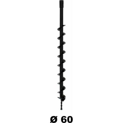 1 Foret tarière 60mm, interface 20mm, acier haute dureté, pour moteur thermique et perceuse (1/4)