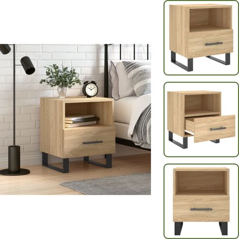 Comodino con scomparto - vidaXL Comodino Rovere Sonoma 40x35x47,5 cm in Legno Multistrato - Comodino in legno multistrato