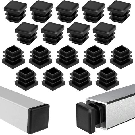 Bouchons Tube Carré 15x15mm Lot de 20 - 20 pièces, noir, 15x15mm - bouchon chaise canape table etagere protection - tube bouchon (1/5)