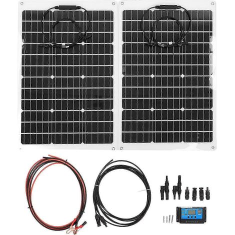 140-W-monokristallines, wasserdichtes, flexibles Solarpanel-Set mit Verpolungsschutz für 12-V-Batterie (1/4)