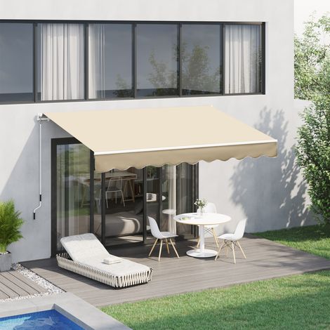 Auvent rouleaux rabattable manivelle aluminium polyester 3x2,5m, beige