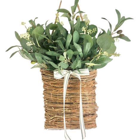 Guirlande Fleurie Artificielle - Panier à Fleurs Décoratif pour Porte Intérieure Extérieure - Couronne Murale Printemps Été - 1 Pièce (1/5)