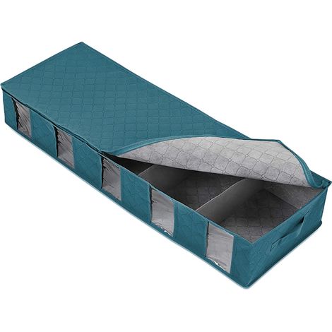 Boîte De Rangement Sous Lit - Boîte De Rangement Pliable En Tissu Non Tissé - 97 X 33 X 15 Cm - 5 Compartiments Avec Fenêtre Transparente - 1 Pièce (1/5)