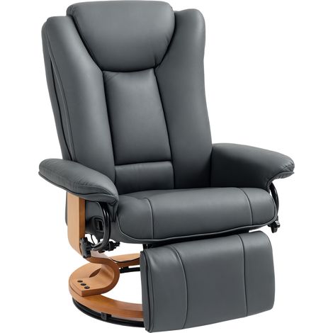 Fauteuil inclinable pivotant jusqu'à 150 kg housse faux cuir cadre acier, gris foncé (1/5)