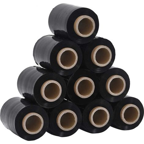 Films étirables 10 pcs noir 23 μm 10 cm x 300 m
