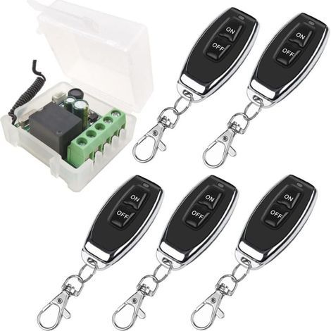 Interrupteur de Télécommande sans Fil 433MHz 230V 220V 240V Récepteur de Relais de commande à distance à 1 Canal avec 5 Émetteurs télécommandes Contacts sans potentiel Contrôleur de Relais (1/4)