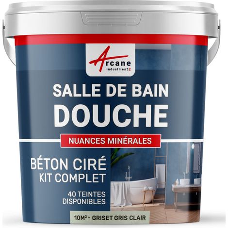BETON CIRÉ: Kit BETONBESCHICHTUNG | KUNSTHARZ-BETON Badezimmer begehbare Dusche - Wasserdichte Beschichtung - Hellgrau - kit 10 m2 (2 couches)