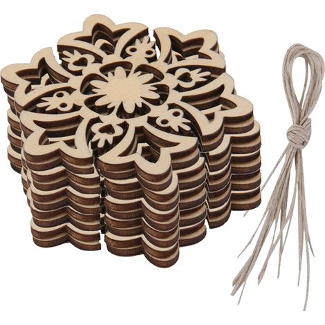 Pendentifs en bois pour sapin de Noël 30 pièces avec corde DIY décoration (1/3)