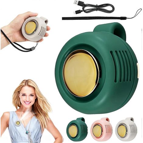 Mini ventilateur portable silencieux sans pales 3 vitesses, clip à suspendre sur vêtements, vert, idéal pour extérieur, voyages et bureau (1/5)